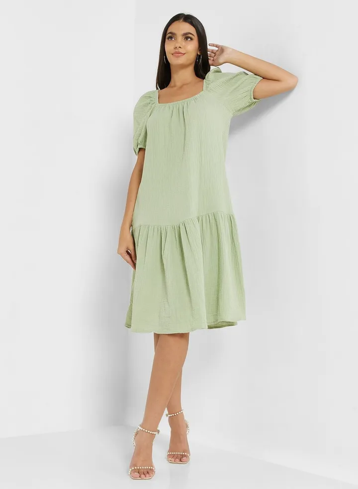 Puff Sleeve Tiered Dress