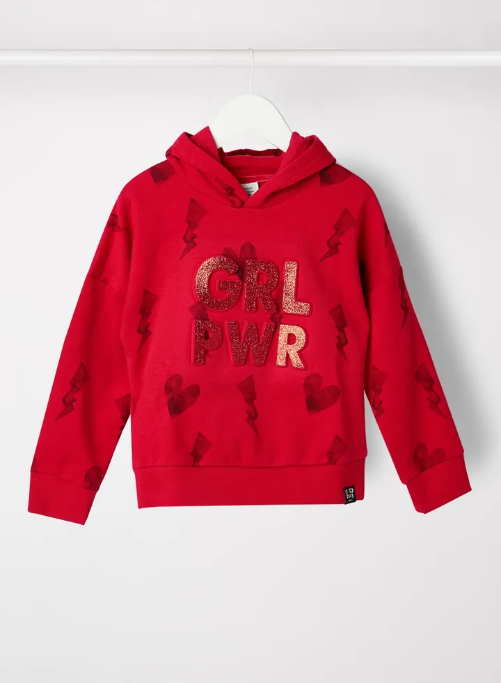 Kids/Teen Slogan Hoodie Red