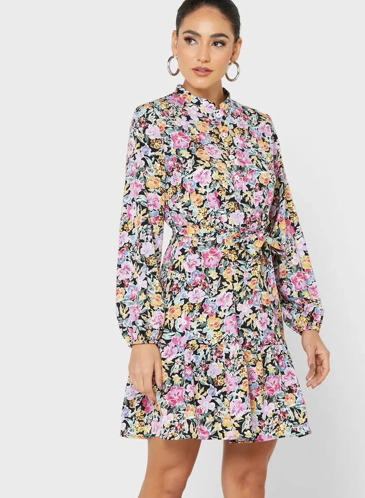 Printed Belt Dress