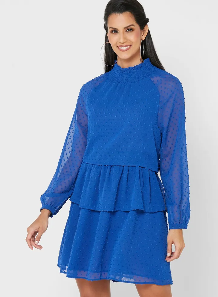 Gathered Waist Tiered Dress