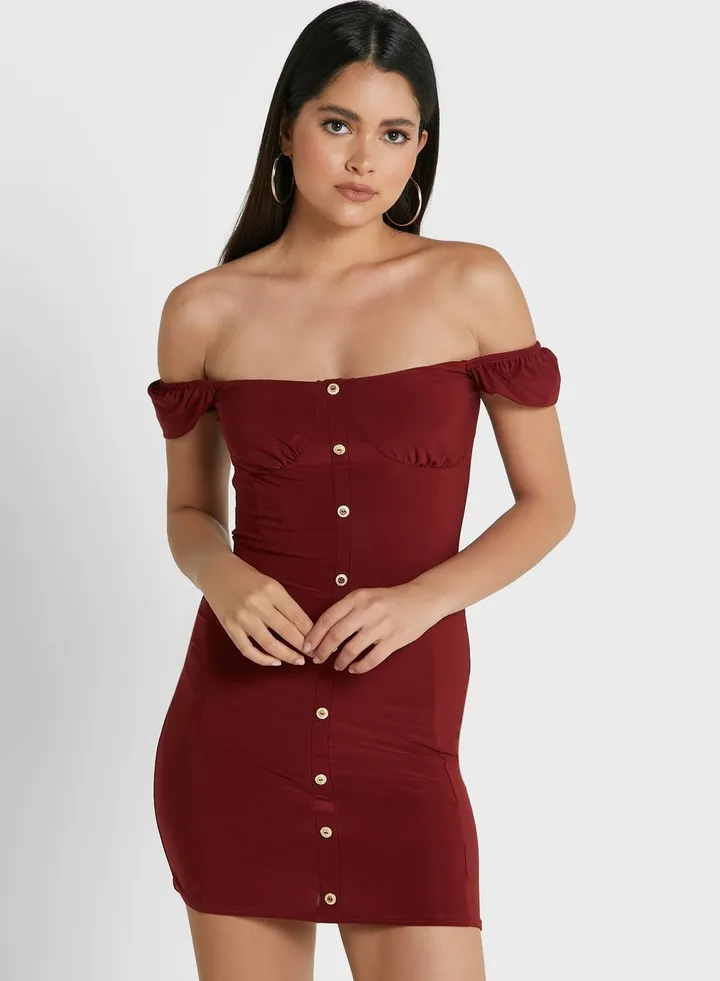 Puff Sleeves Bodycon Dress