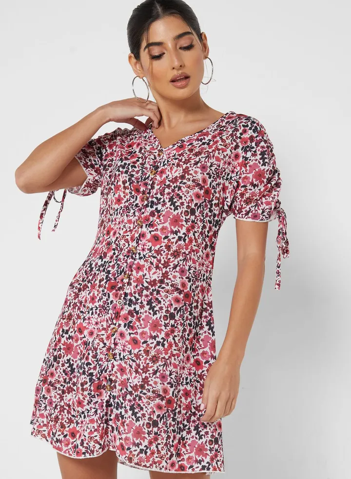 Printed Plunge Dress