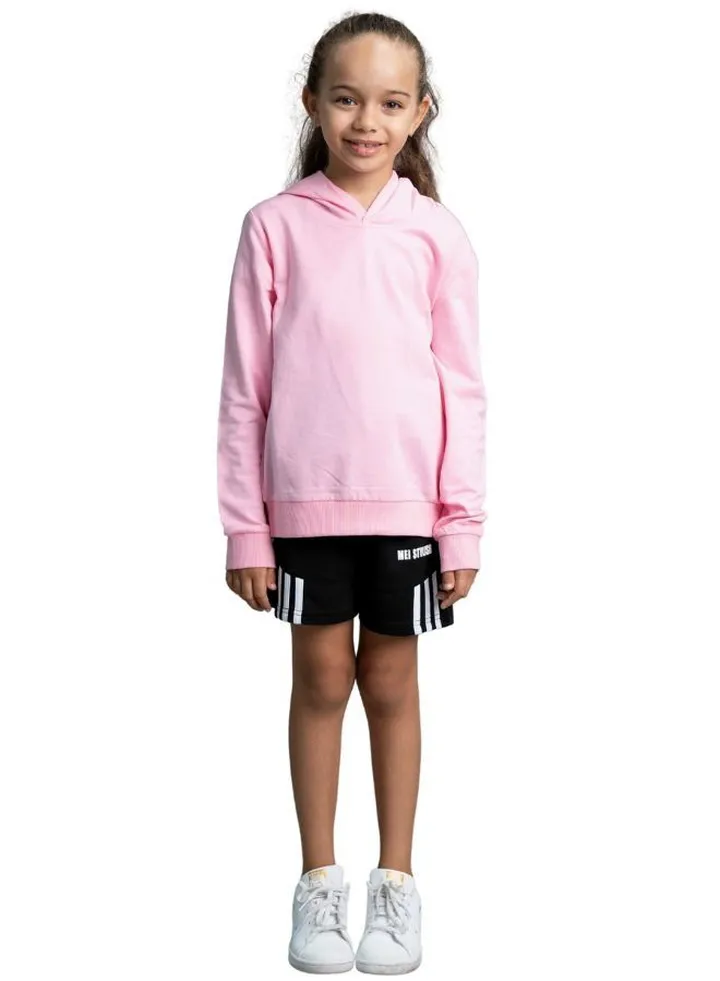 Kids unisex Hooded T-Shirt- Solid Pink Long Sleeve Hoodie
