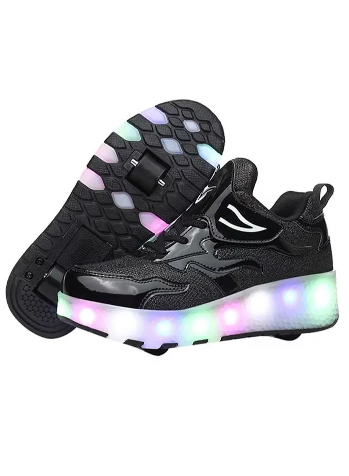 LED Flash Light Fashion Shiny Sneaker Skate Shoes With Wheels And Lightning Sole