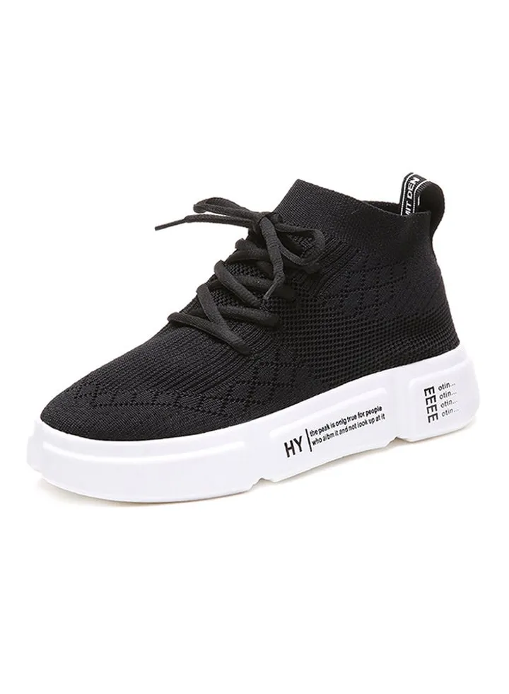 2018 Fashion Breathable Fly Knit Sneakers Black/White