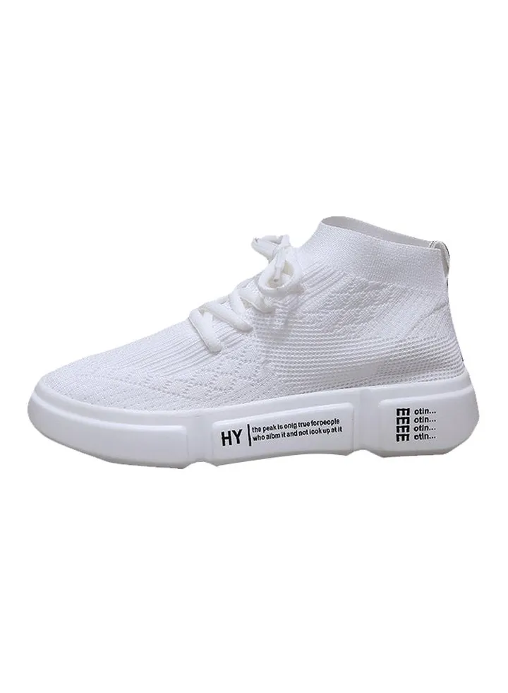 2018 Fashion Breathable Fly Knit Sneakers White