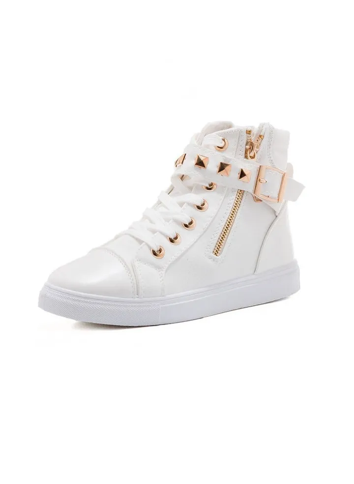 Spring Autumn High Top Women Canvas Casual Board White Shoes