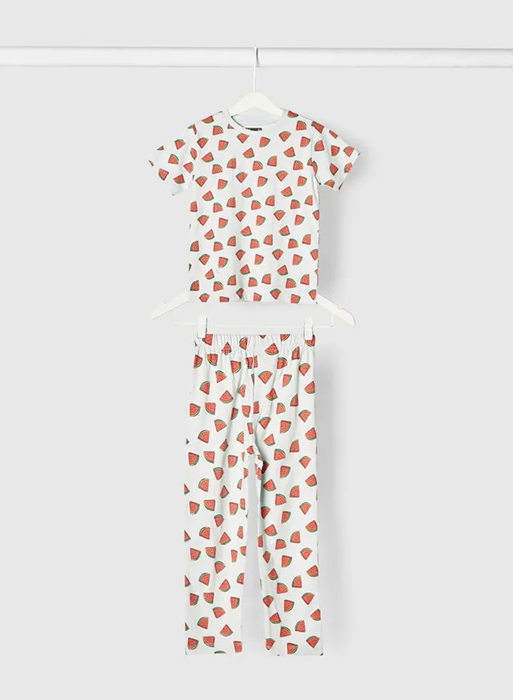 Casual Boys Cotton Printed Pyjama Set Multicolour
