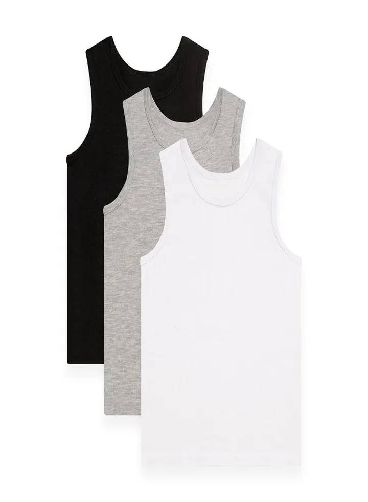 Greentreat Pack Of 3 Bamboo Boys Vests