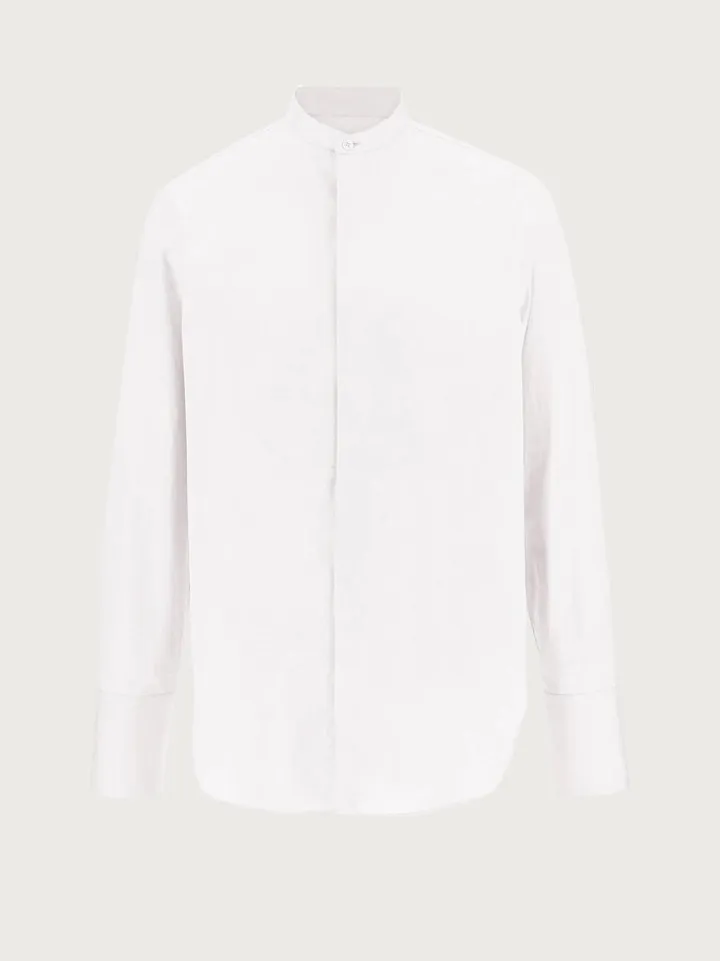 Ferragamo Men Cotton stretch tuxedo shirt White