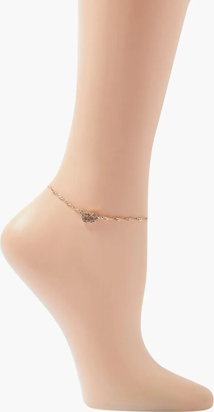 Rhinestone Initial Charm Anklet