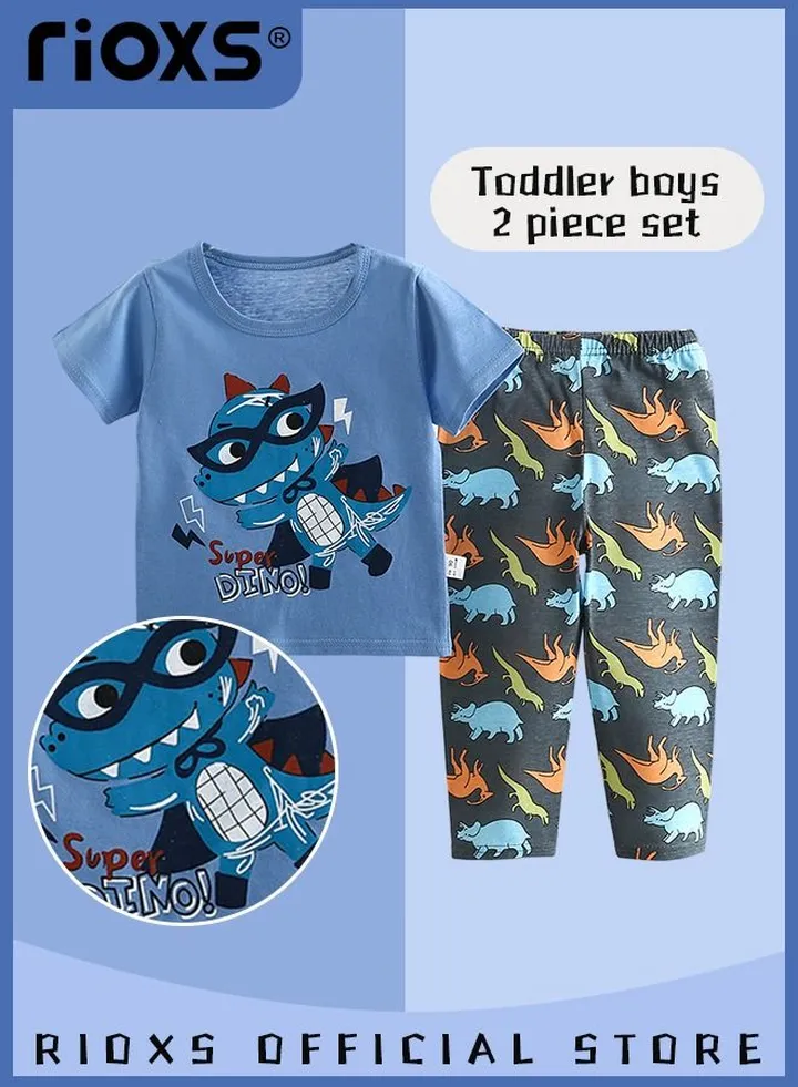 Toddler Baby Boys Top and Pant Sets Kids Short Sleeve Shirt Short Suits Cotton Outfits Summer Playwear
