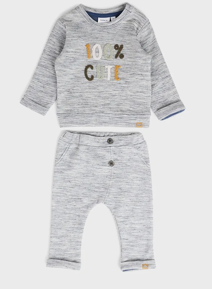 Kids Slogan Pants Set