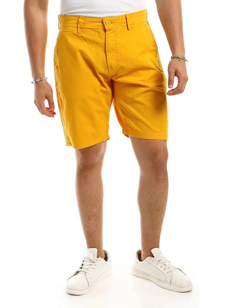 Side Pockets Mustard Casual Cargo Shorts