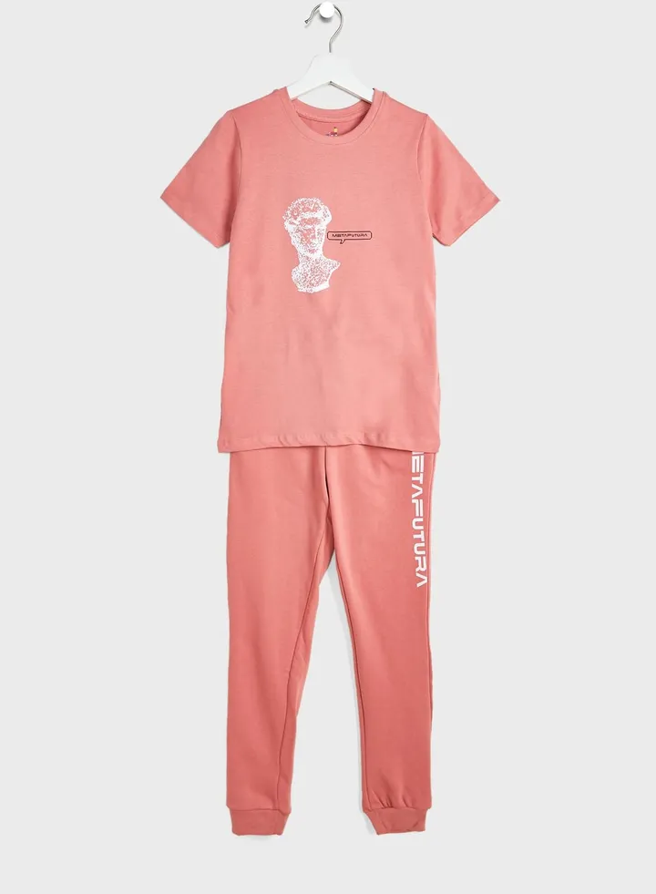 Casual T-Shirt & Joggers Set For Boys
