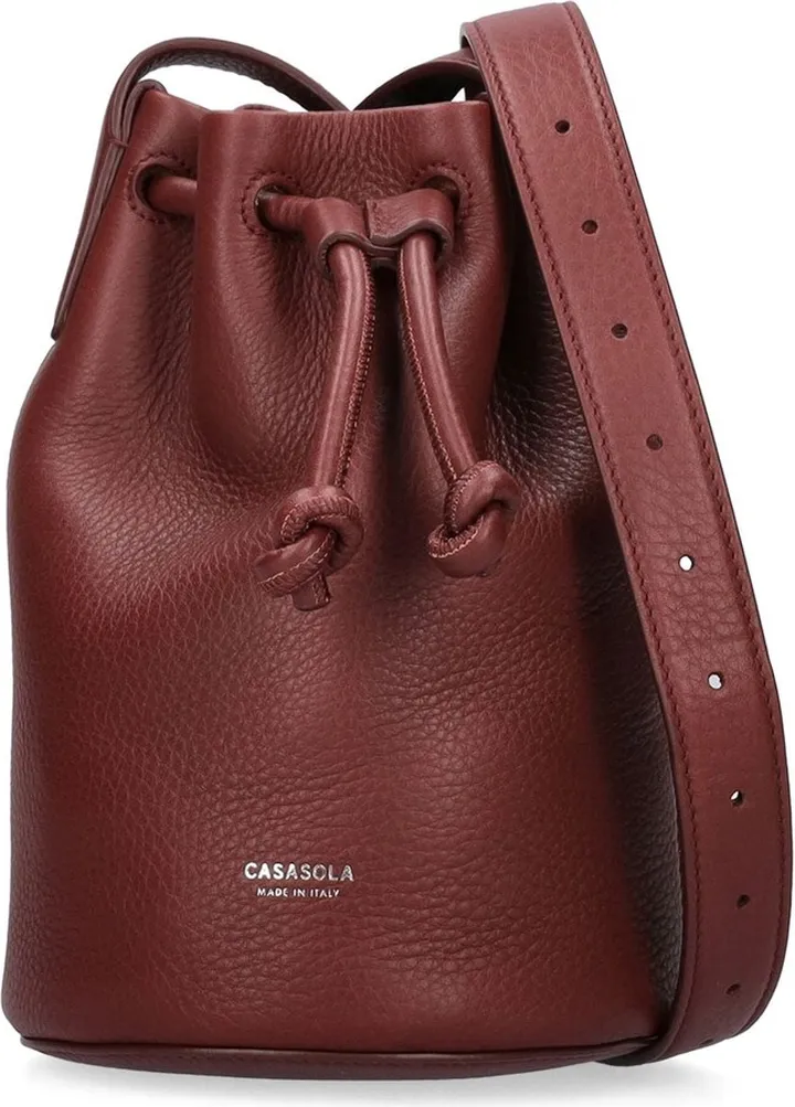 Small leather bucket bag