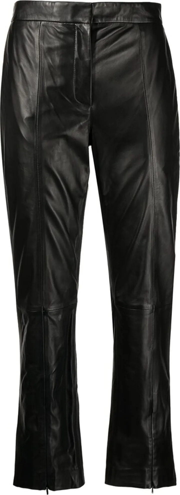 Mid-Rise Leather Trousers