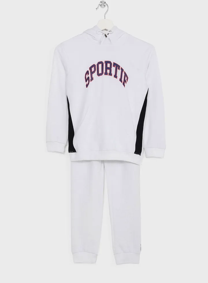 Boys Printed Hoodie And Piping Jogger Set