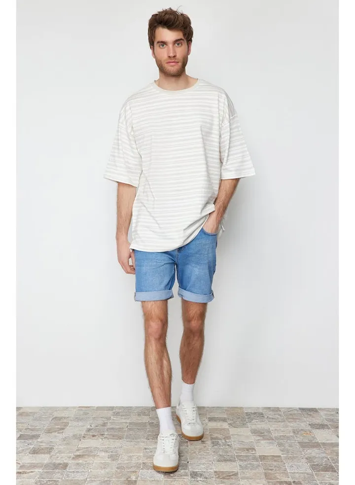 Blue Men's Skinny Fit Denim Shorts