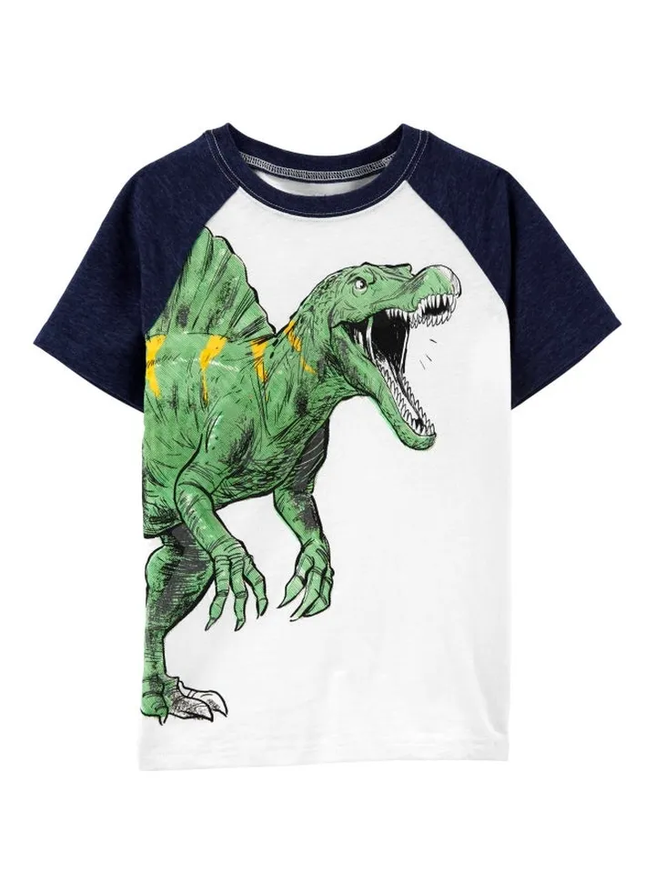 2-Piece Shark And Dinosaur Printed T-Shirt With Knicker Multicolour