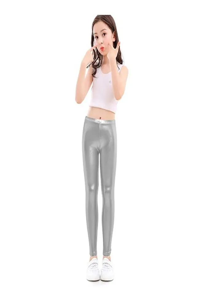 Girls disco leather leggings