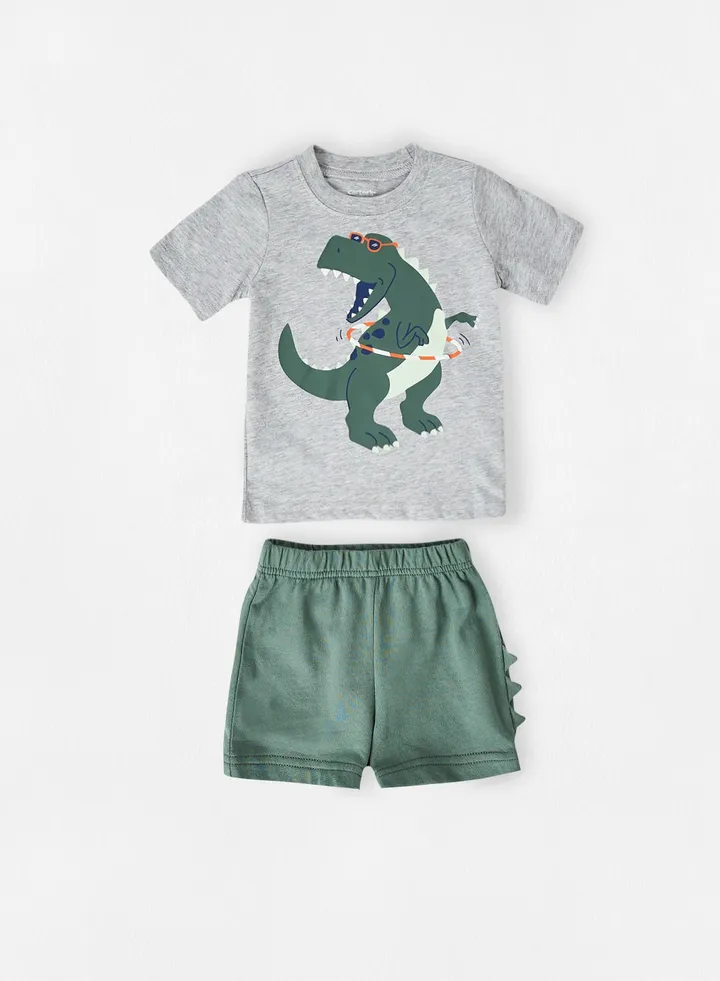 Boys Dinosaur Graphic Shorts Set