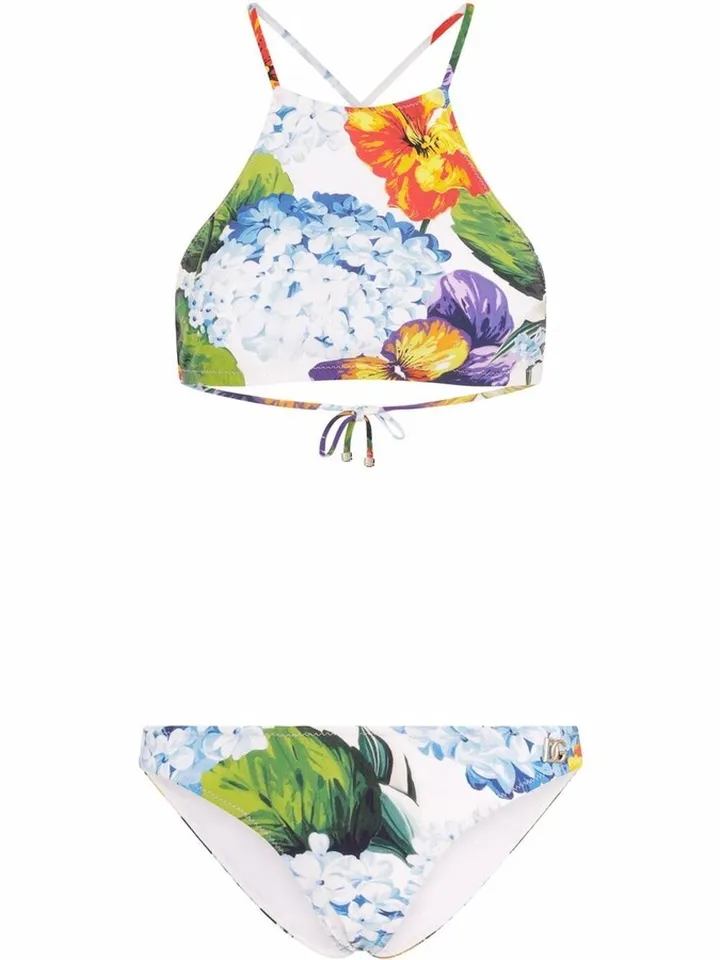 Floral-Print Halterneck Bikini