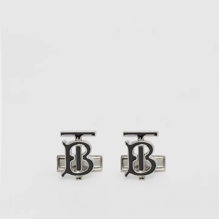 Burberry Monogram Motif Enamel and Palladium-plated Cufflinks