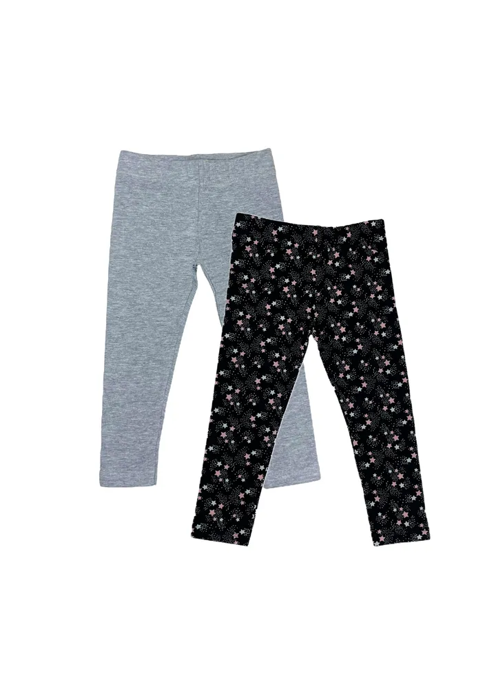 Black Stars & Light Grey Baby Leggings (2 Pack)