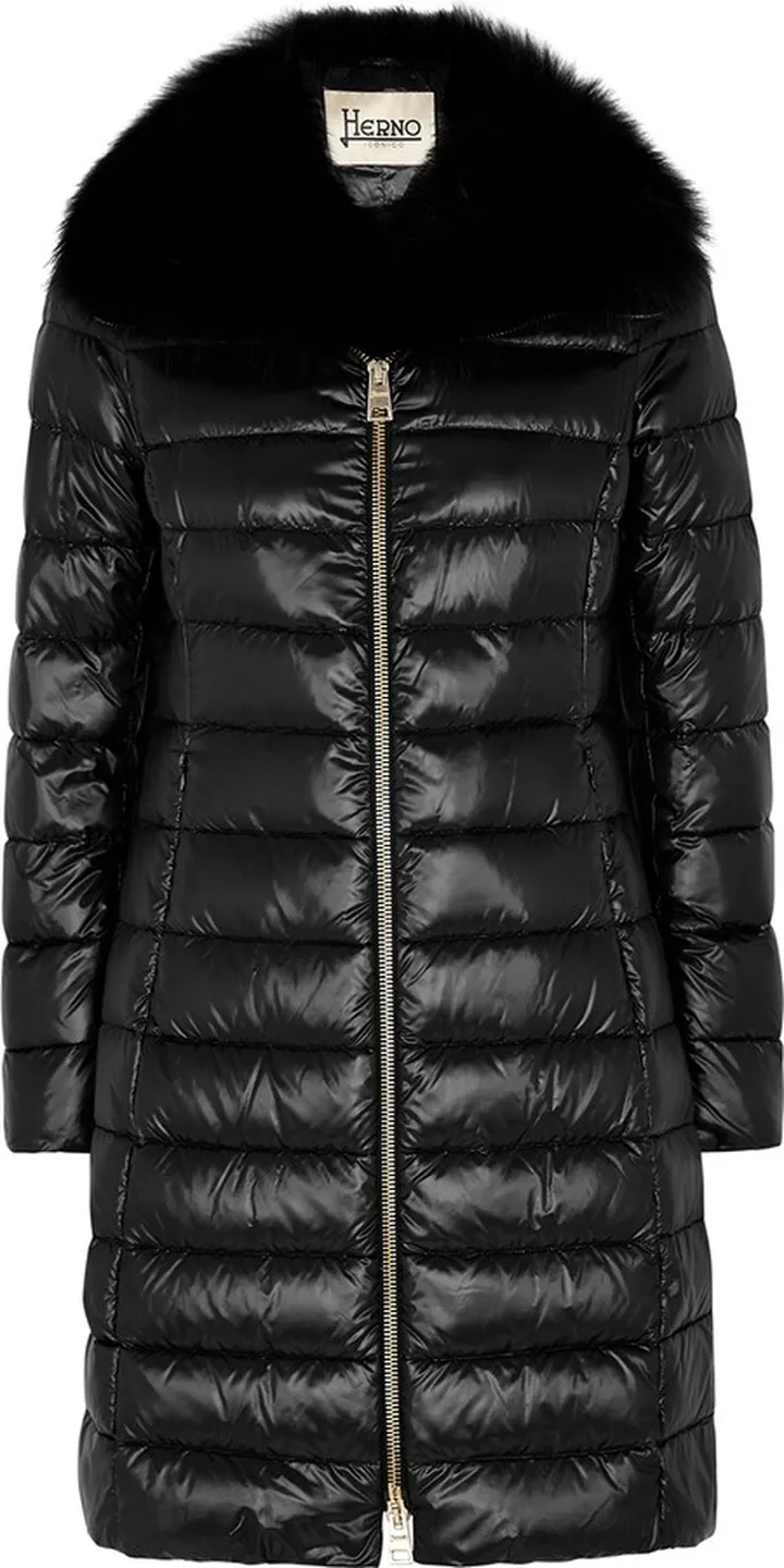 Herno Elisa Fur-trimmed Quilted Shell Coat