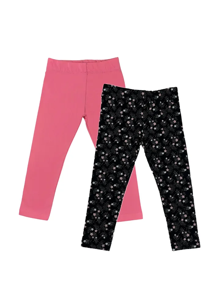 Black Stars & Pink Baby Leggings (2 Pack)