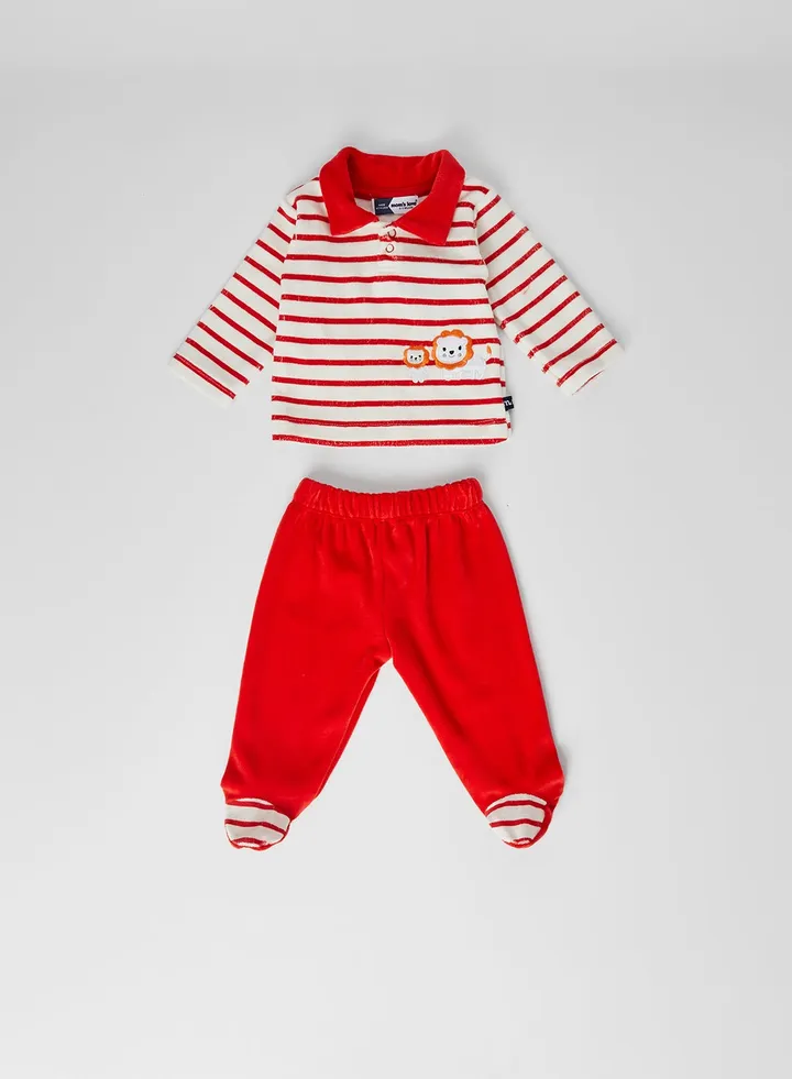 Baby Boys Striped Pants Set Red