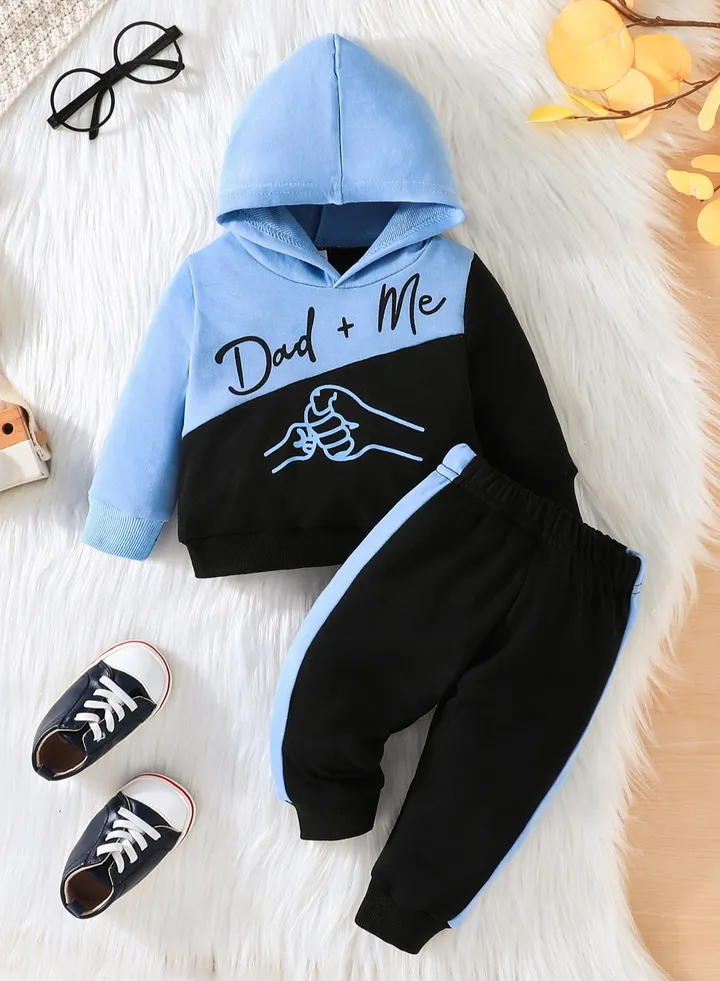 New Boys Hooded Sweatshirt Pullover Long Pants Two Piece Set