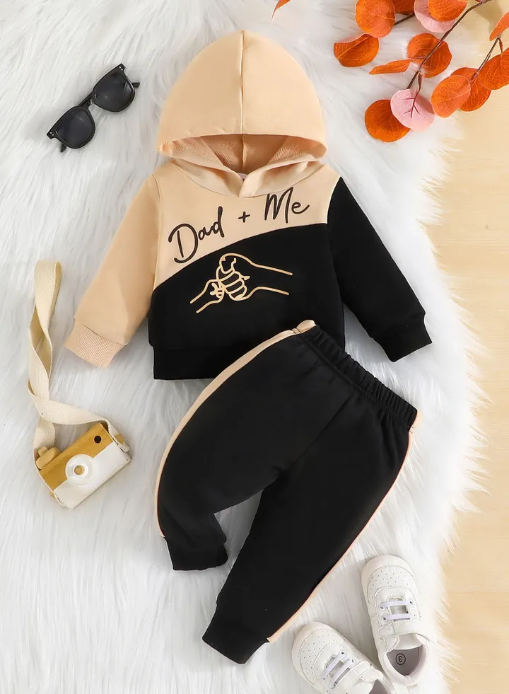 New Boys Hooded Sweatshirt Pullover Long Pants Two Piece Set