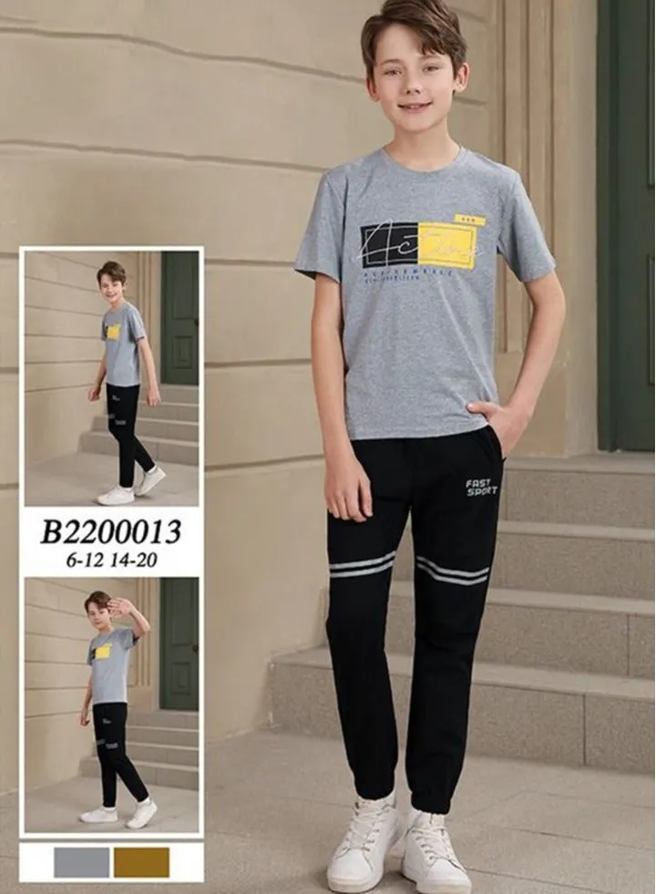 Boys' black and gray two-piece set