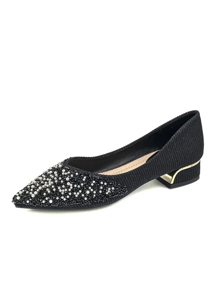 Flat Shoes Point Toe Pearls Rhinestone Women Shoes