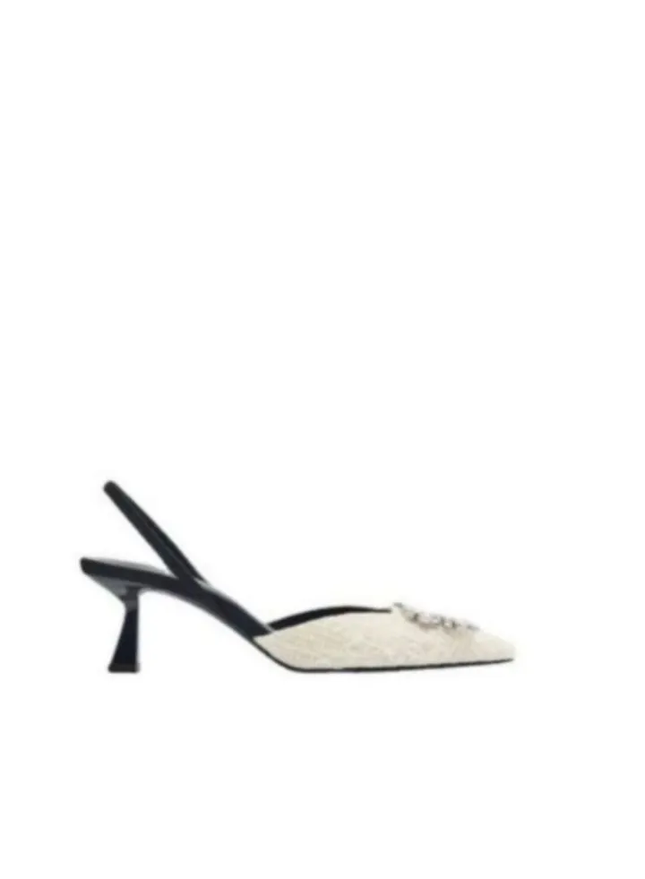 Open heeled pointed stiletto shoes