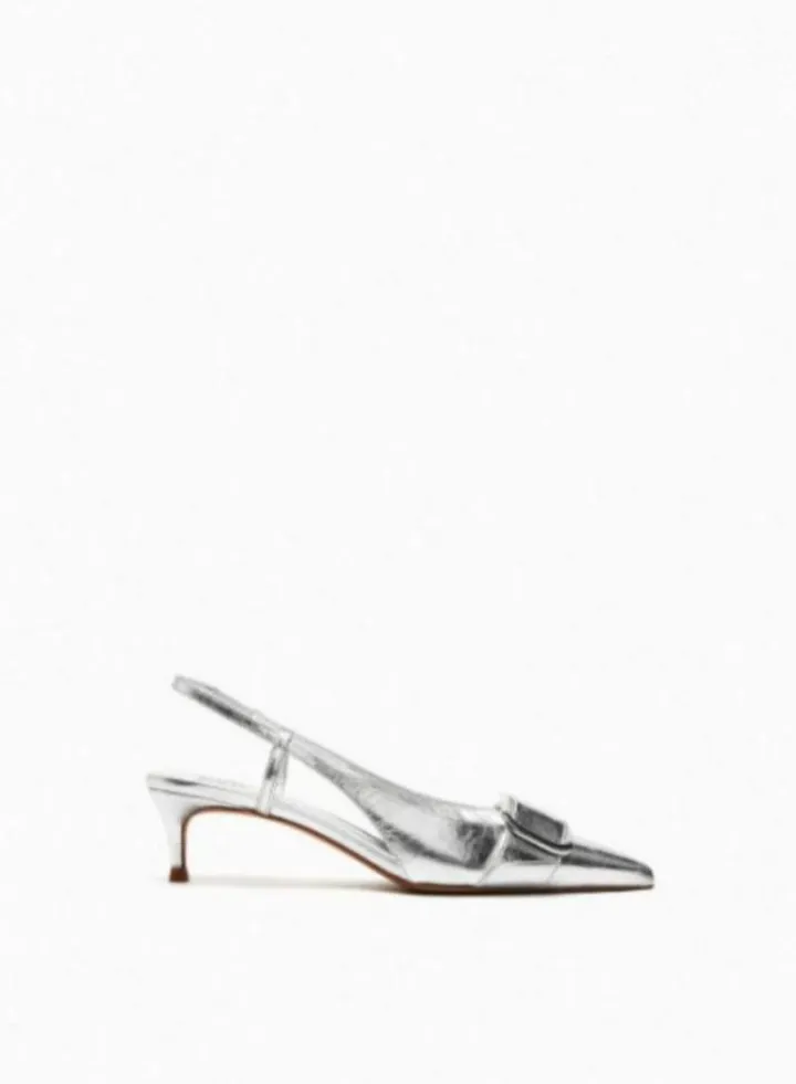 Silver pointed high heels