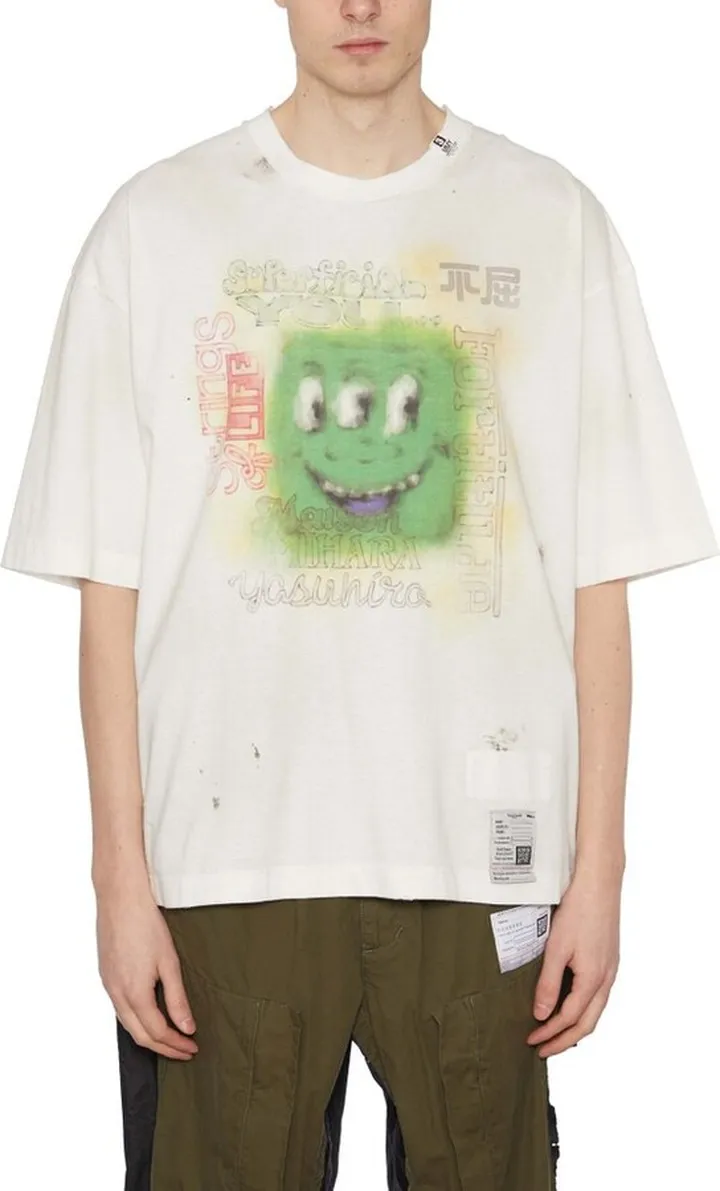 Maison Mihara Yasuhiro Graphic Printed Distressed T-Shirt