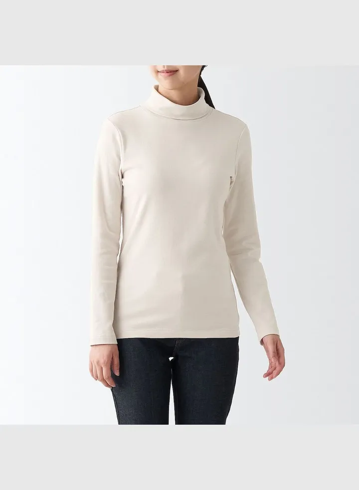 Stretch Ribbed Turtle Neck Long Sleeve T-Shirt