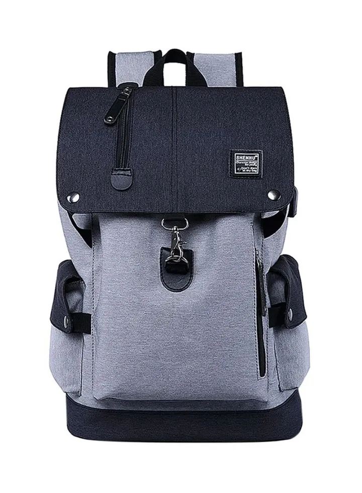 School Backpack With Usb Charger Grey/Black
