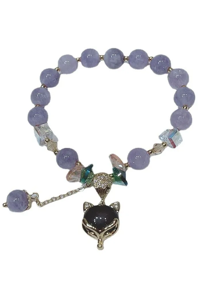 Fox fairy purple jade head bracelet