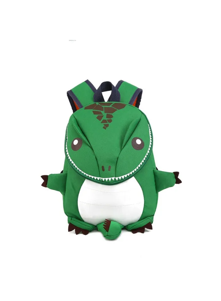 Dinosaur Cartoon School Backpack Green/White