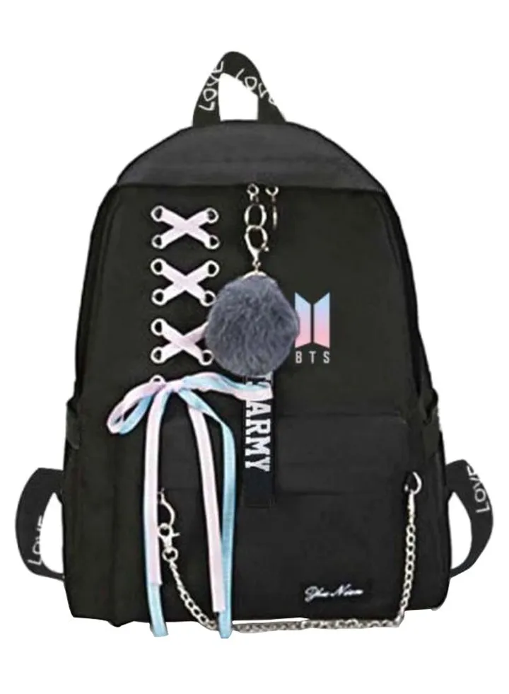 BTS Army School Backpack Black/White