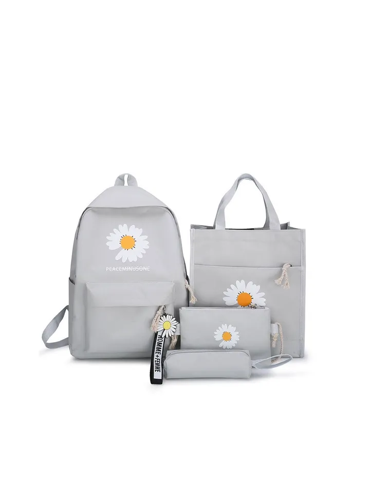 4-piece Schoolbag Set Grey
