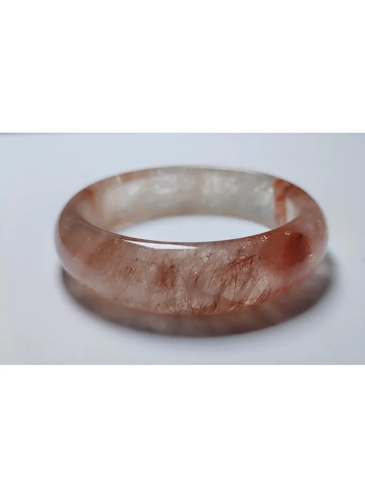 Fashion women natural red rabbit hair crystal gem stone jade bangle,55mm+