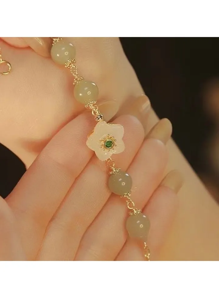 Green Beads Flower Bracelet