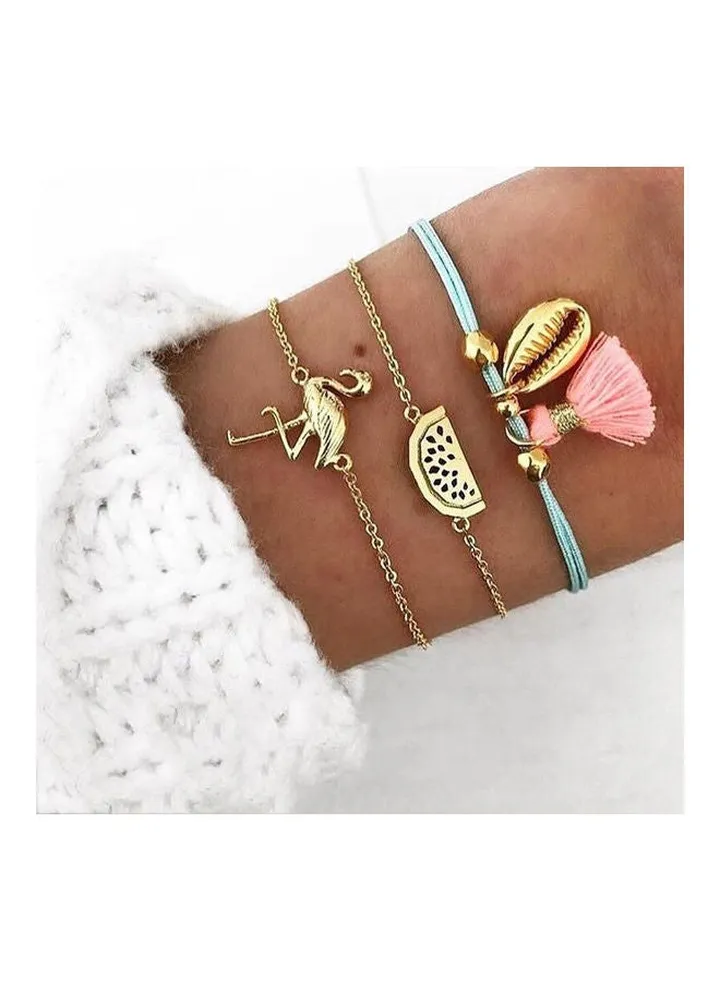3-Piece Flamingo Watermelon Fashion Bracelets