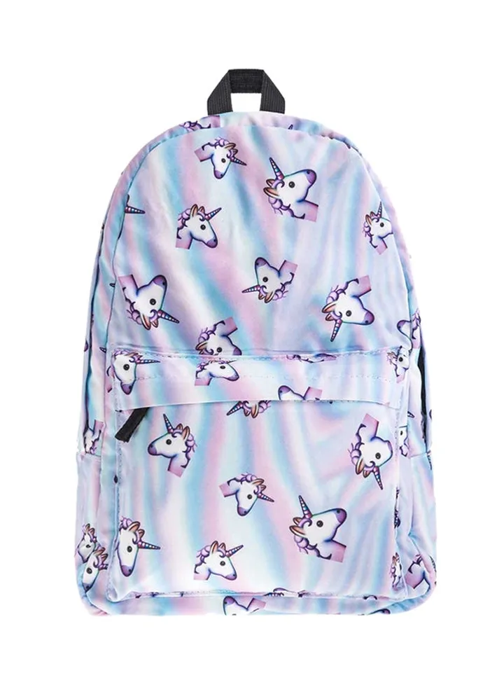 Unicorn Printed School Backpack Blue/Purple/White