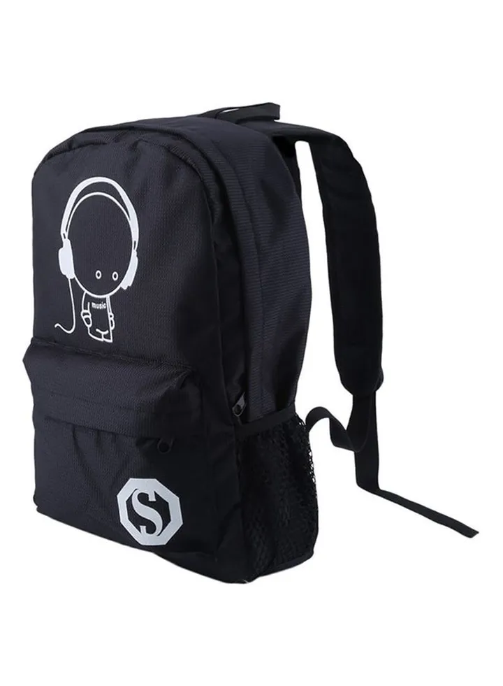 Nylon Zipper Kids Backpack Black